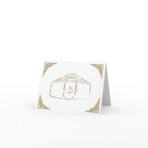 Mongolisk bröllopsinbjudan: Cream och Guld