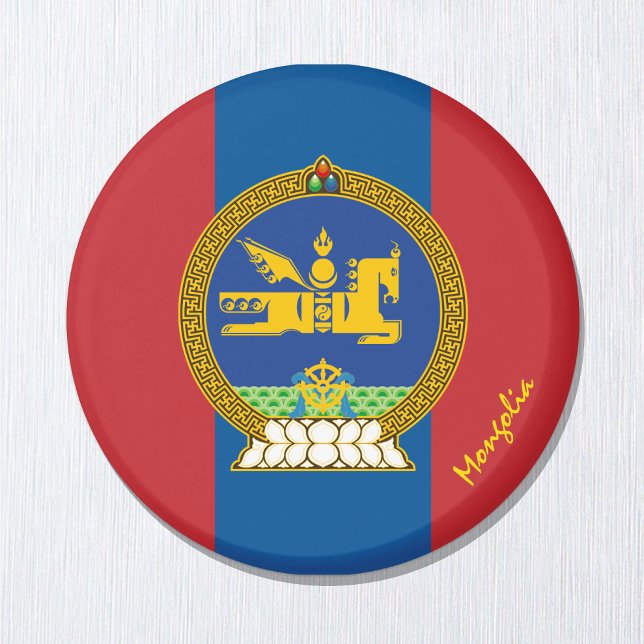 Mongolisk flaggmagnet, semester / resa, Mongoliet Magnet (Skapare uppladdad)