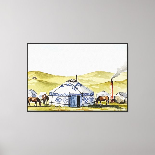 Mongolisk jurta canvastryck (Framsida)