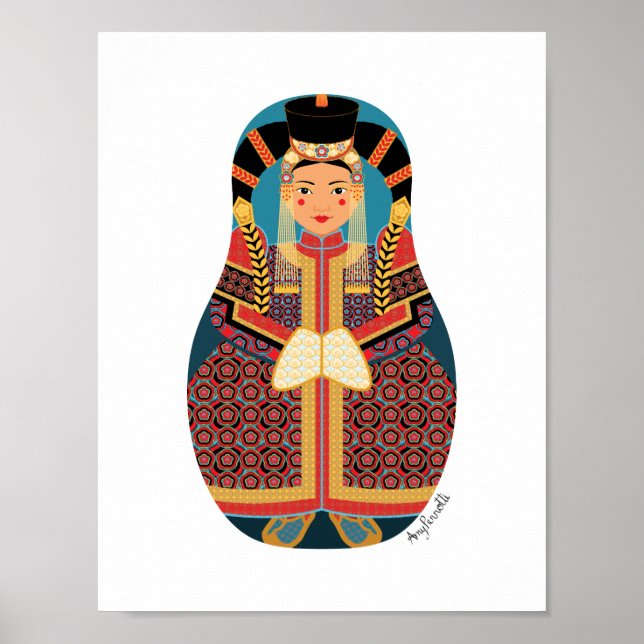 Mongolisk Matryoshka-affisch Poster (Framsidan)