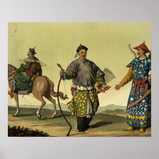 Mongoliska åtta Flaggor-soldater från Chings milit Poster (Framsidan)