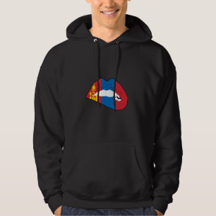 Mongoliska Flagga mongoliska Pridet Lip Mongoliska Hoodie