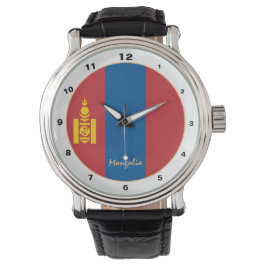 Mongoliska Flagga & Mongoliska trendiget mode /des Armbandsur