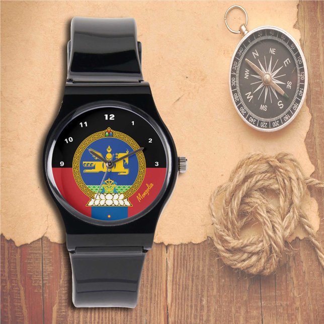 Mongoliska Flagga Watch, Mongoliet mode/sport Armbandsur (Skapare uppladdad)