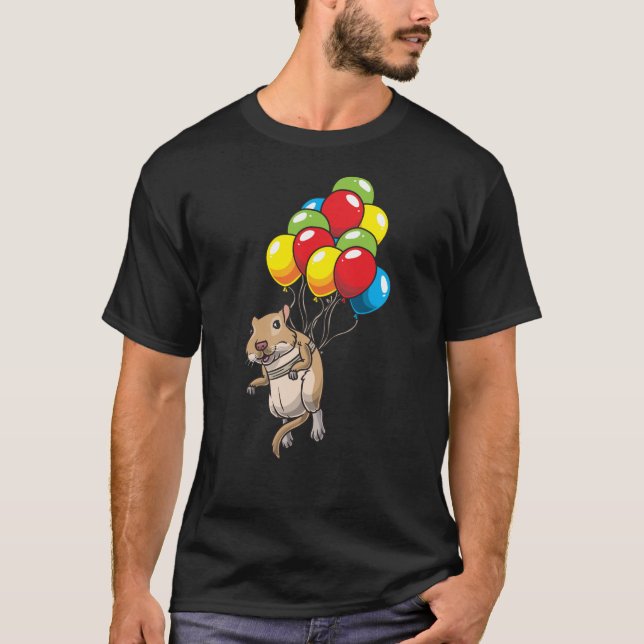 Mongoliska Gerbil med ballonger T Shirt (Framsida)