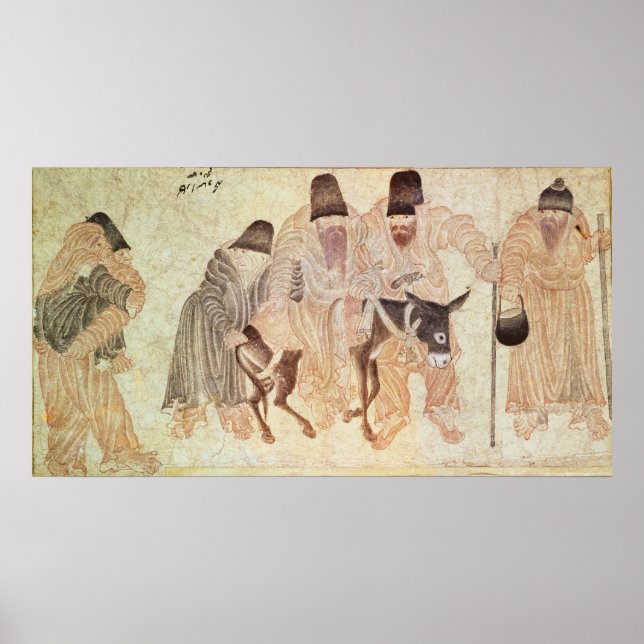 Mongoliska nomader med åsna, 1500-talet poster (Framsidan)