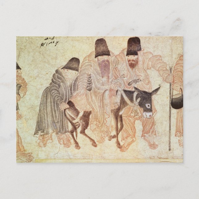 Mongoliska nomader med åsna, 1500-talet vykort (Framsida)