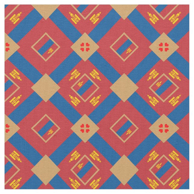 Mongoliskt Flagga och Mongoliskt Trendig Fabric mo Tyg (Närbild)