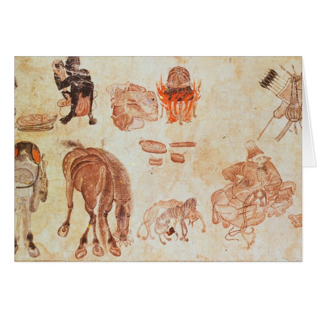 Mongoliskt nomad- läger, 15th århundrade hälsningskort (Framsidan Horizontal)