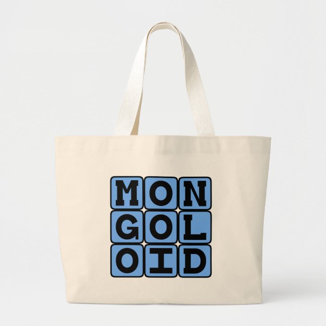 Mongoloid, kränkande term jumbo tygkasse (Framsidan)