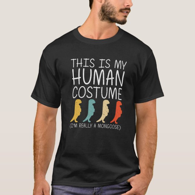 Mongoose Halloween Human Costume Mustelid Easy DIY T Shirt (Framsida)