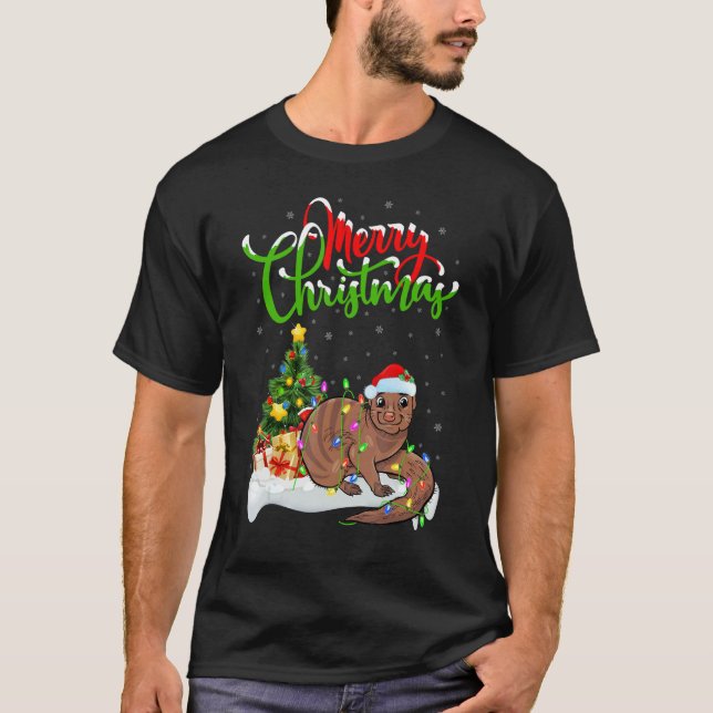 Mongoose   Xmas Decorations Santa Mongoose Christm T Shirt (Framsida)