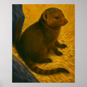Mongosa mellan stråla färg poster