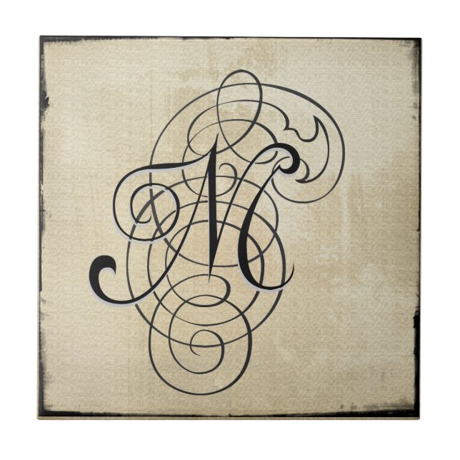 mongram "M" belägger med tegel Kakelplatta (Framsidan)