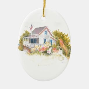 Monhegan Cottage J Kilburn Julgransprydnad Keramik