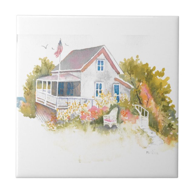 Monhegan Cottage J Kilburn Kakelplatta (Framsidan)