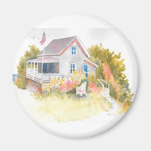Monhegan Cottage J Kilburn Magnet (Framsidan)