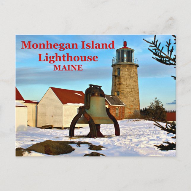 Monhegan Island Lighthouse, Maine Postcard Vykort (Framsida)