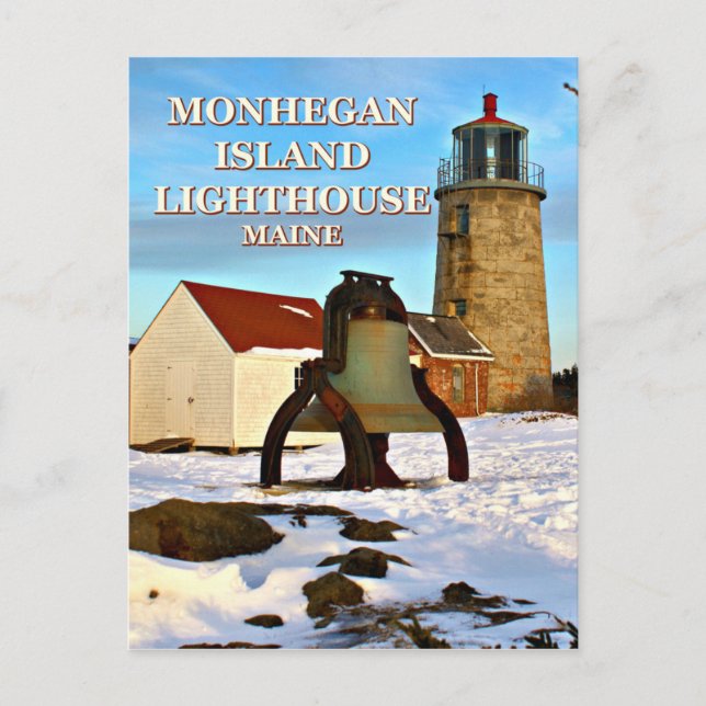 Monhegan Island Lighthouse, Maine vykort (Framsida)