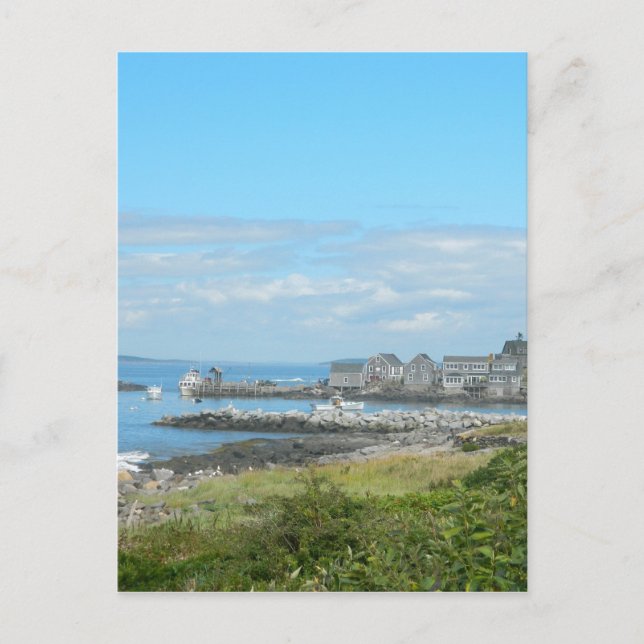 Monhegan Island Me Maine Village hamn Atlanten Helg Vykort (Framsida)