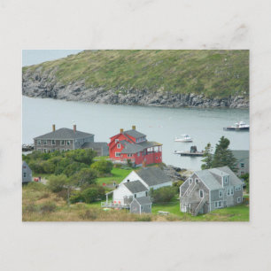 Monhegan Island Time Maine Coastal Roligt Harbour Helg Vykort