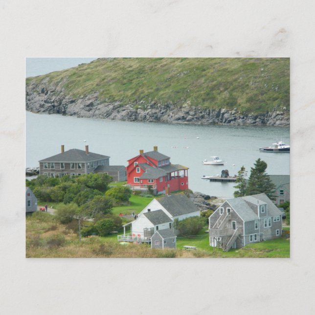 Monhegan Island Time Maine Coastal Roligt Harbour  Helg Vykort (Framsida)