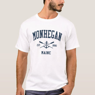 Monhegan ME Vintage Navy Crossed Oars & Anchor T Shirt