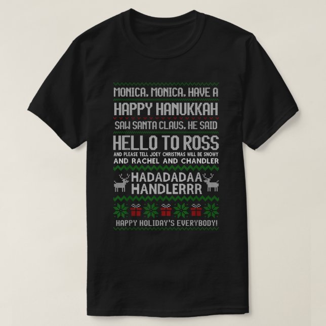 Monica har en Lycklig Hanukkah Phoebes julson T Shirt (Design framsida)