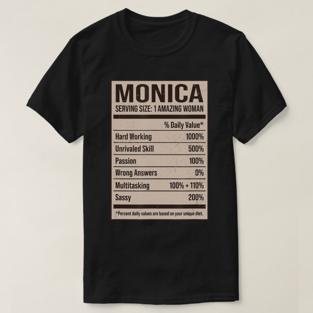Monica Nutrition Facts Namn Nickname Alias Title F T Shirt (Design framsida)