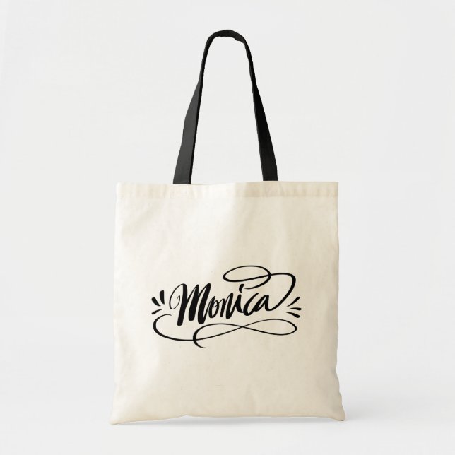 Monica - Personlig calligraphy namn tote bags Tygkasse (Framsidan)