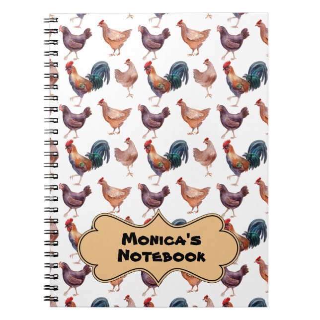 Monica's Chicken Spiral Notebook Anteckningsbok (Framsidan)