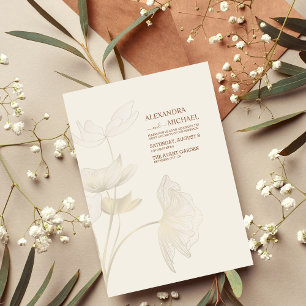 Monimalist Beige-Neutralten Monogram Bröllop cinat Inbjudningar