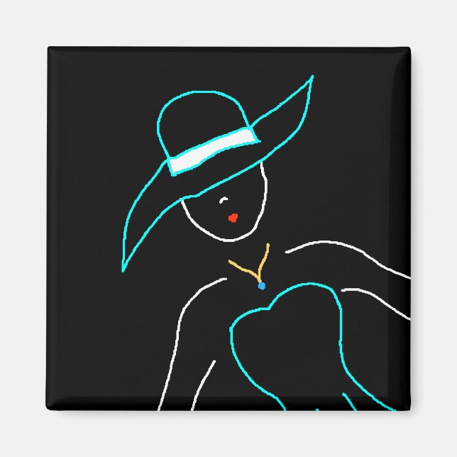 Monique Mode Plate Folk Art Magnet (Framsidan)