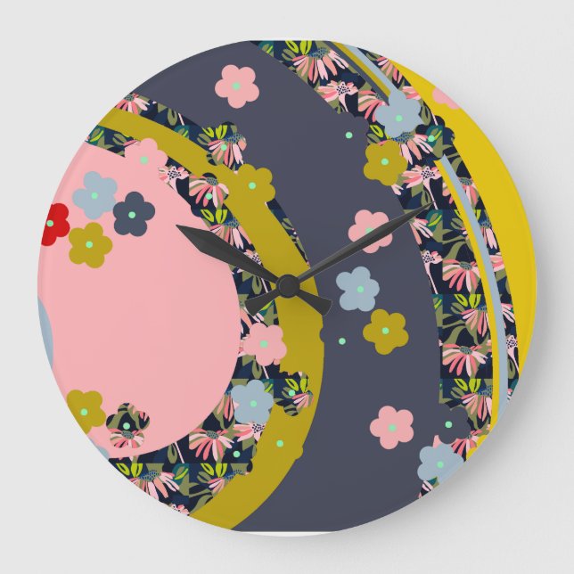 Monjii Blommigt Clock Stor Klocka (Framsida)