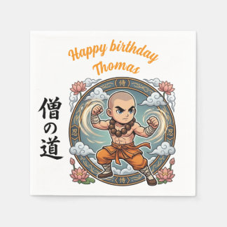 Monk Martial Arts Anime Chibi Gamer Birthday Pappersservett