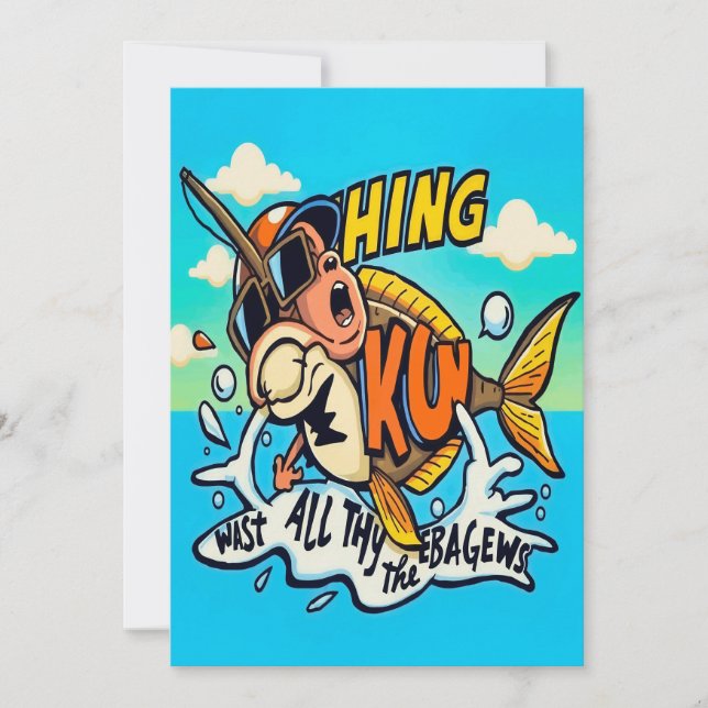 Monkeering runt fiske i Äventyr Inbjudningar (Framsida)