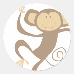 Monkeering runt runda påsar klistermärke