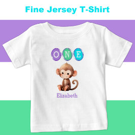 Monkey 1:a födelsedag 1 med namn lila t shirt