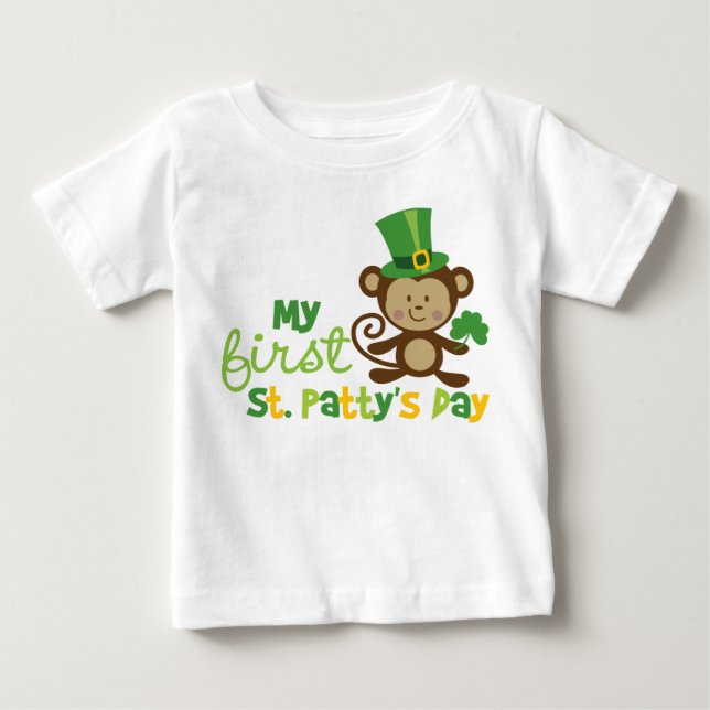 Monkey 1st St. Patrick's Day Tee Shirt (Framsida)
