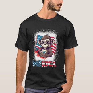 Monkey 4Th Of July Patriotic Merica Usa Flag T Shirt