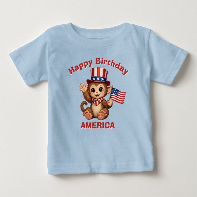 Monkey (5g) Patriotic Kid T-Shirt (Framsida)
