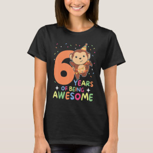 Monkey 6e födelsedag För barn 6 år gammal apa T Shirt