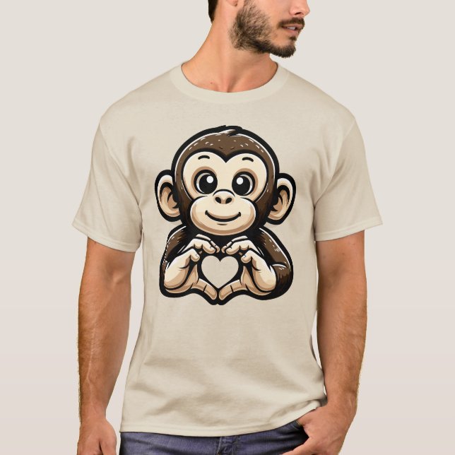 Monkey Älskare I Kärlek T Shirt (Framsida)