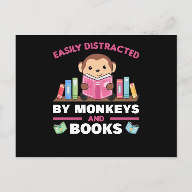 Monkey And Books Funny Saying With Book Vykort (Framsida)
