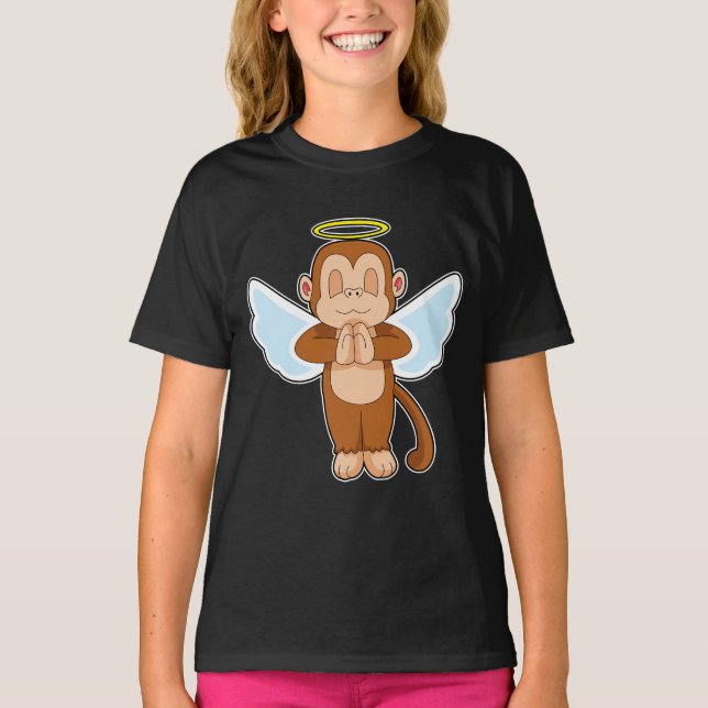 Monkey Angel Angel vingar T Shirt (Framsida)