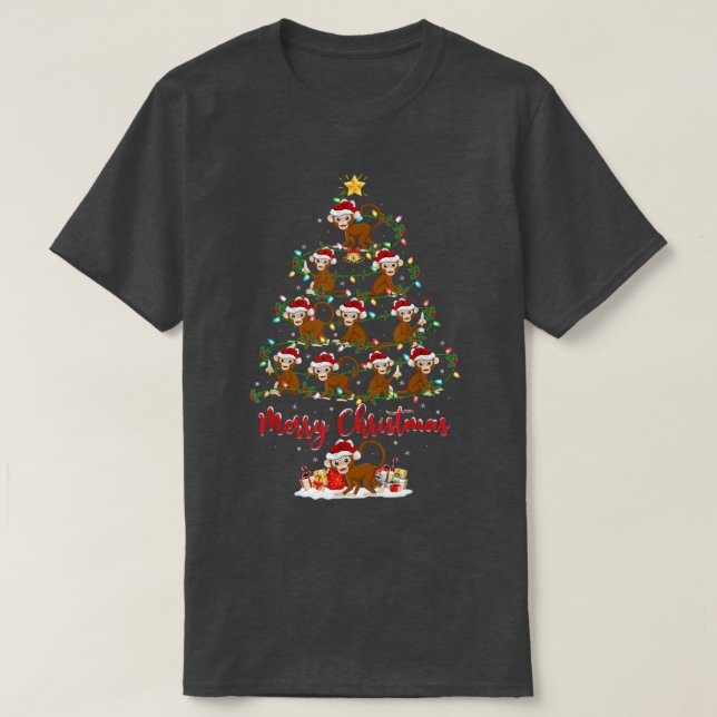 Monkey Animal Lover Matching Santa Monkey Christma T Shirt (Design framsida)