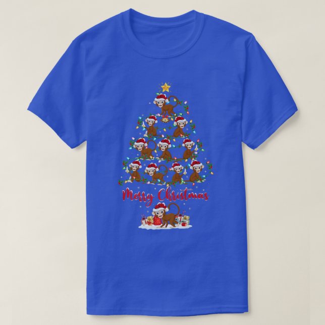 Monkey Animal Lover Matching Santa Monkey Christma T Shirt (Design framsida)