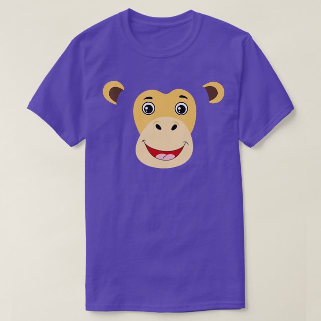 Monkey Ansikte Costume Cute Easy Animal Halloween  T Shirt (Design framsida)