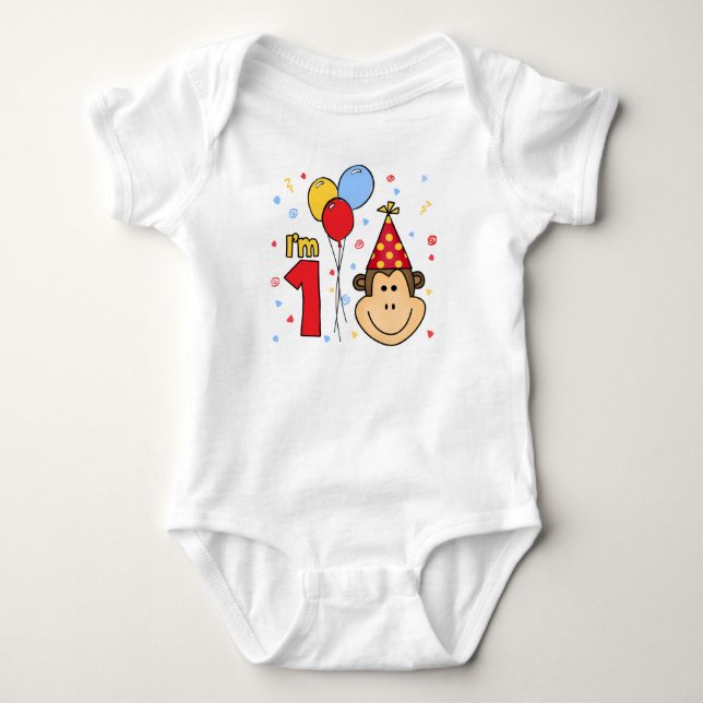 Monkey Ansikte första födelsedag Tee Shirt (Framsida)