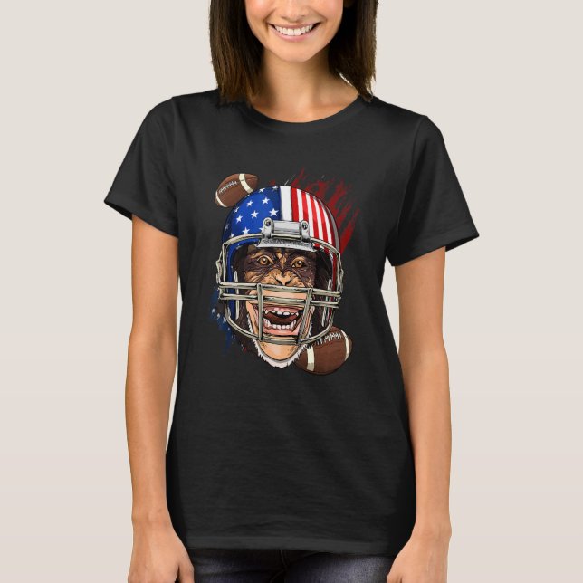 Monkey Ansikte Patriotic Mon, amerikansk fotbollsp T Shirt (Framsida)